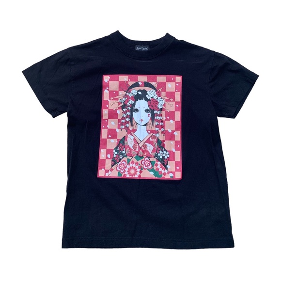 Y2K Japan Shine Japanese Geisha Girl T Shirt - Picture 1 of 4